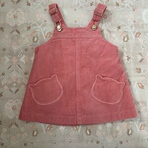 Pink Corduroy Pinafore Dress